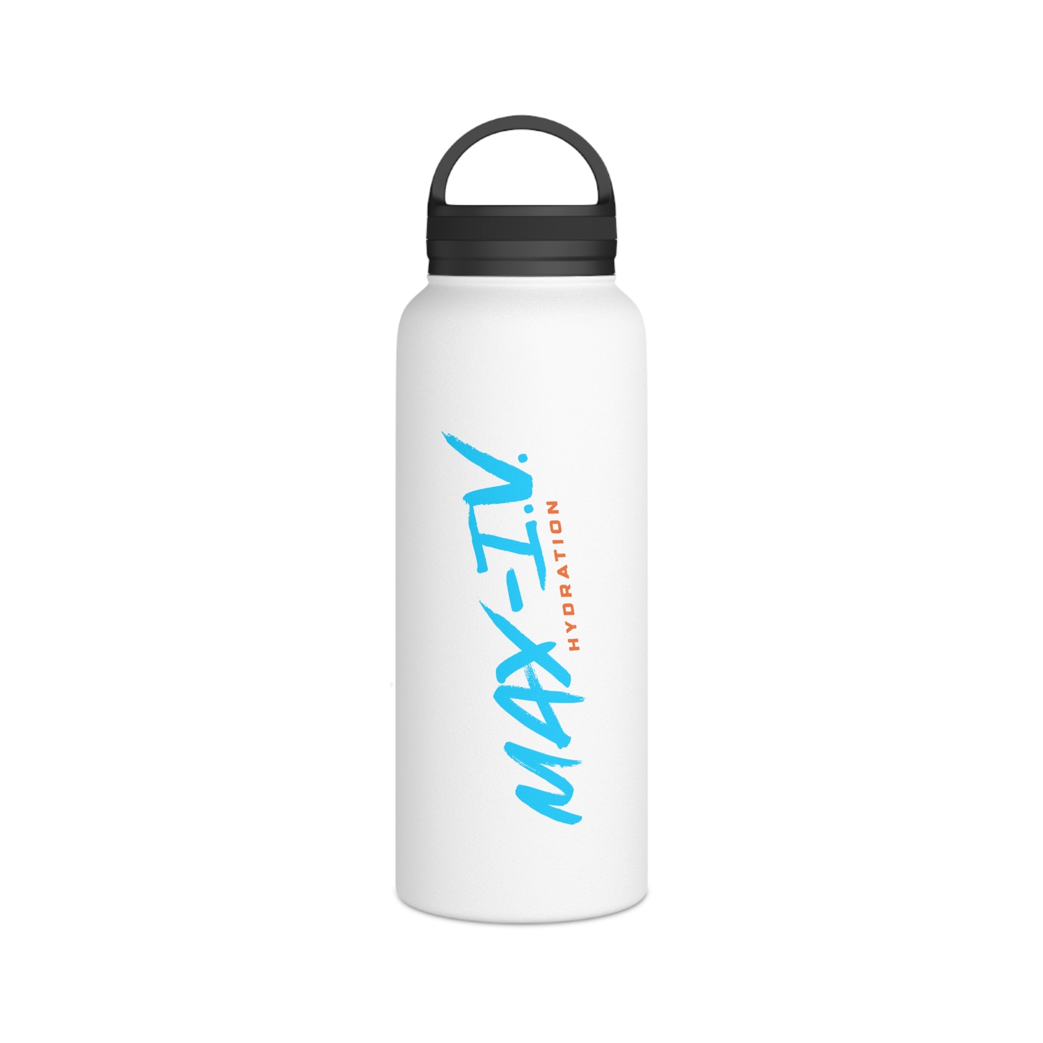 Max-IV Stainless Steel Water Bottle (blue logo), Handle Lid