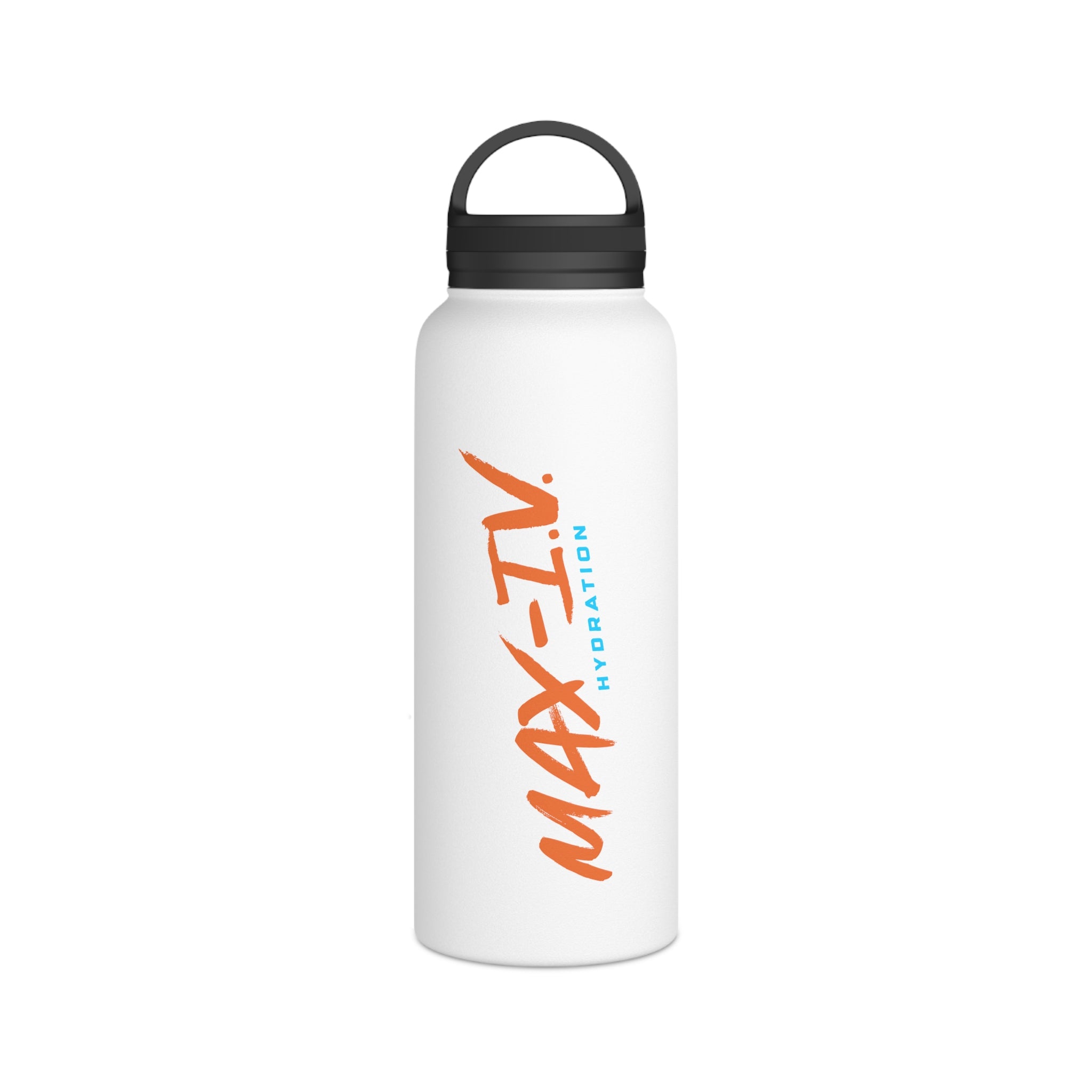Max-IV Stainless Steel Water Bottle (orange logo), Handle Lid