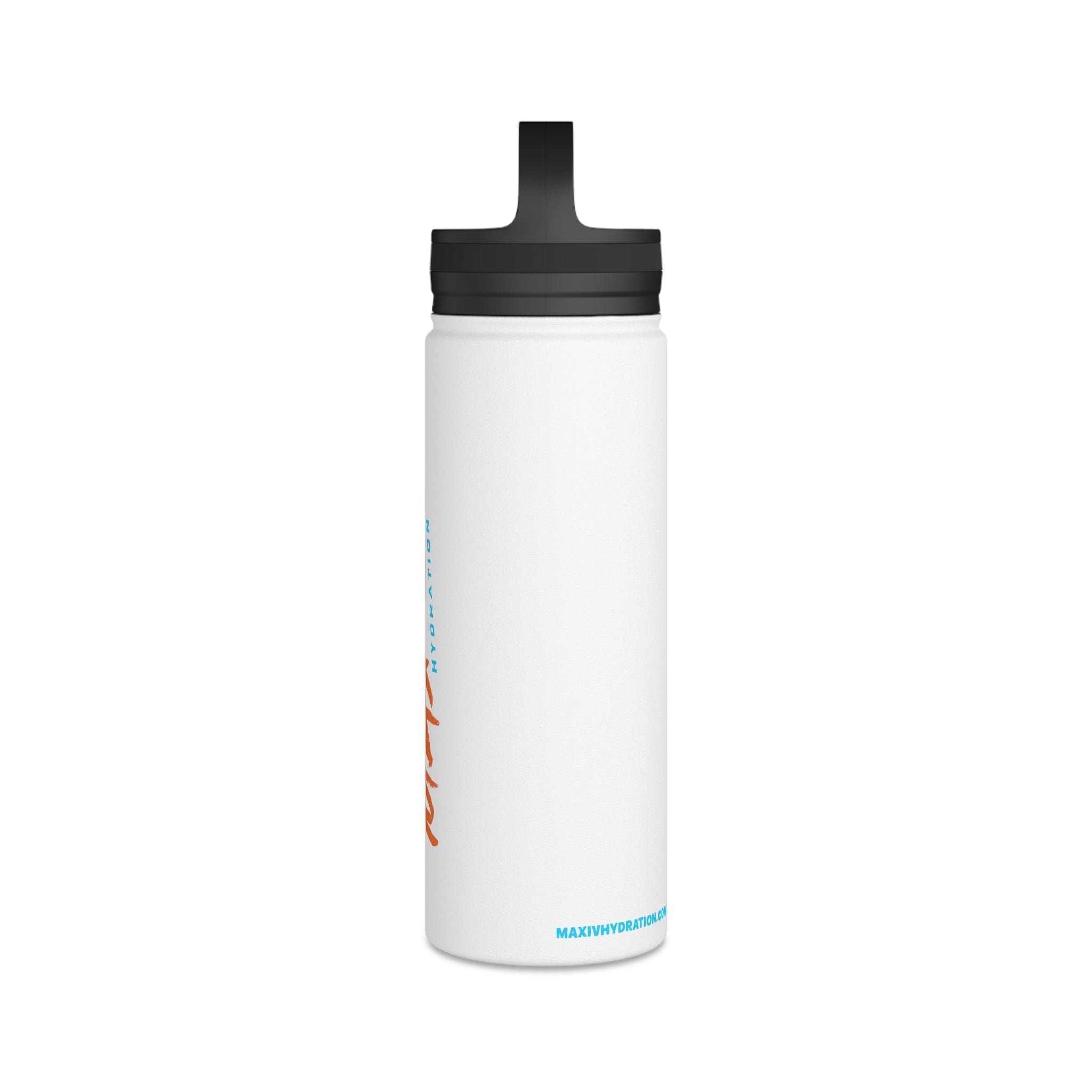Max-IV Stainless Steel Water Bottle (orange logo), Handle Lid